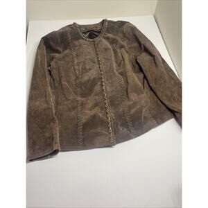 NWT!! HAL RUBENSTEIN Brown Suede Leather Jacket Gold Chain Accents 3X